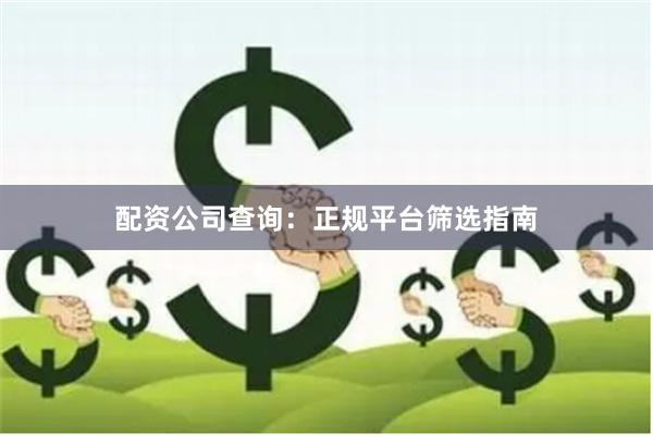 配资公司查询：正规平台筛选指南